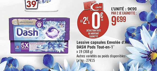 lessive capsules envolée d'air dash pods tout-en-1