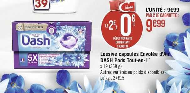 lessive capsules envolée d'air dash pods tout-en-1