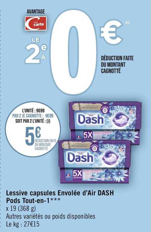 lessive capsules envolée d'air dash pods tout-en-1