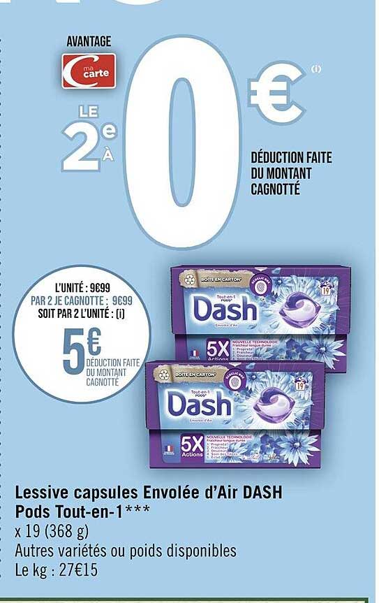 lessive capsules envolée d'air dash pods tout-en-1