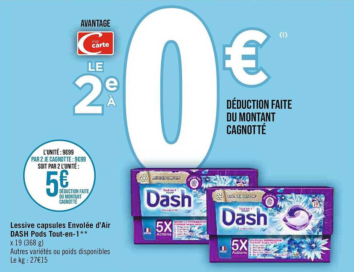 Lessive Capsules Envolée D'air Dash Pods Tout-en-1