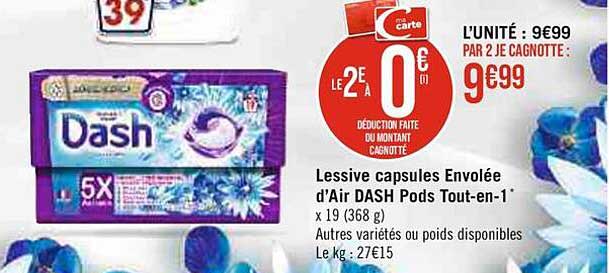 lessive capsules envolée d'air dash pods tout-en-1