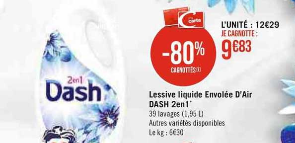 lessive liquide envolée d'air dash 2 en 1