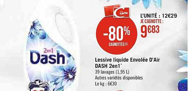 lessive liquide envolée d'air dash 2 en 1