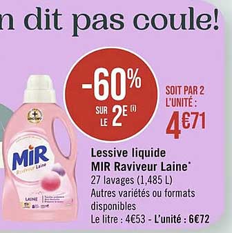 lessive liquide mir raviveur laine