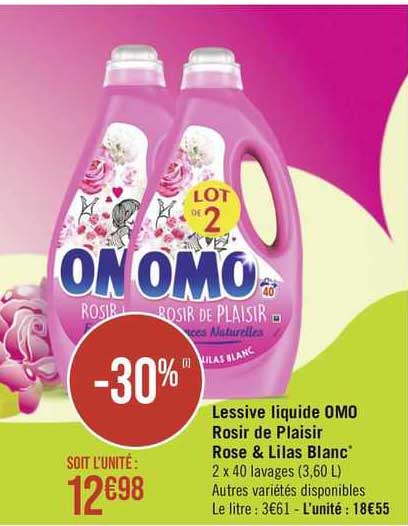 Lessive Liquide Omo Rosir De Plaisir Rose & Lilas Blanc