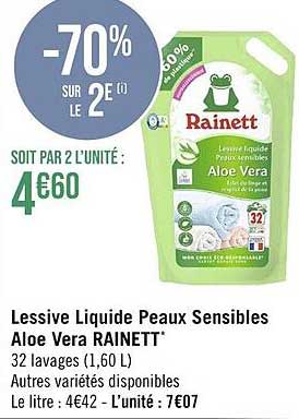 lessive liquide peaux sensibles aloe vera rainett