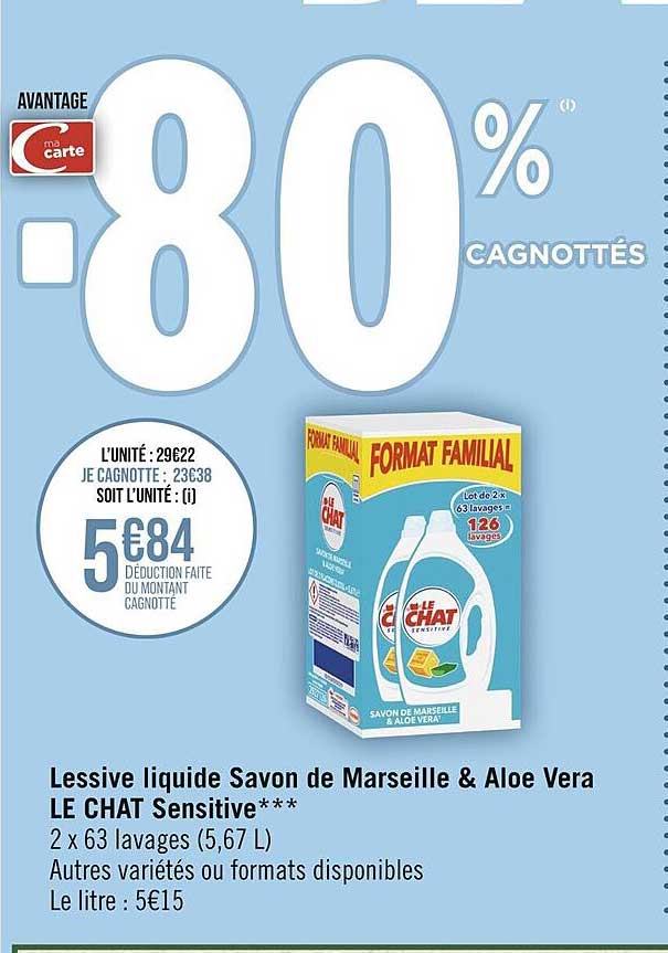 Lessive Liquide Savon De Marseille & Aloe Vera Le Chat Sensitive