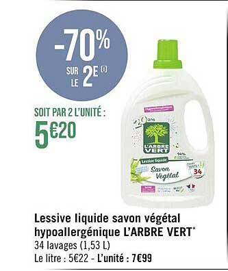 lessive liquide savon végétal hypoallergénique l'arbre vert