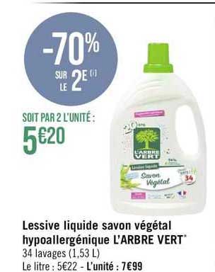 lessive liquide savon végétal hypoallergénique l'arbre vert