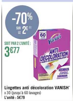 lingettes anti décoloration vanish