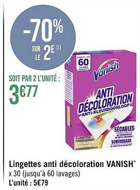 lingettes anti décoloration vanish