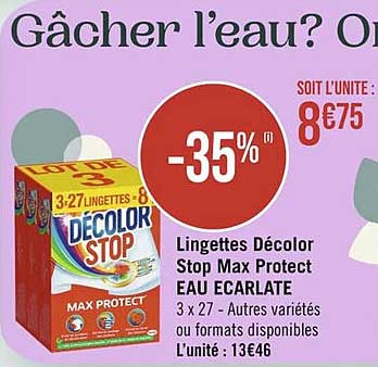 lingettes décolor stop max protect eau écarlate