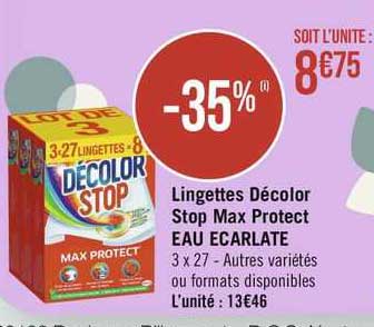 lingettes décolor stop max protect eau écarlate