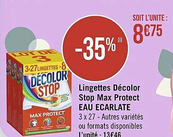lingettes décolor stop max protect eau écarlate