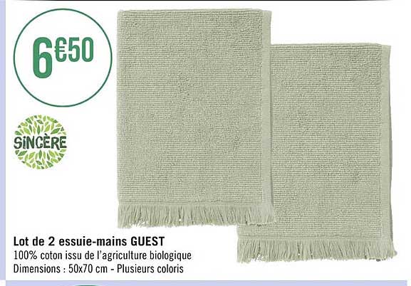 lot de 2 essuie-mains guest sincère