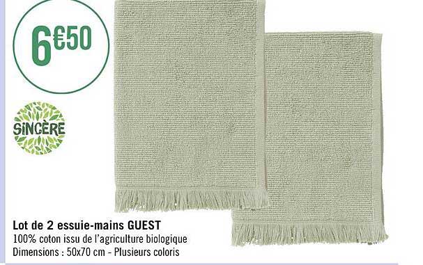 lot de 2 essuie-mains guest sincère