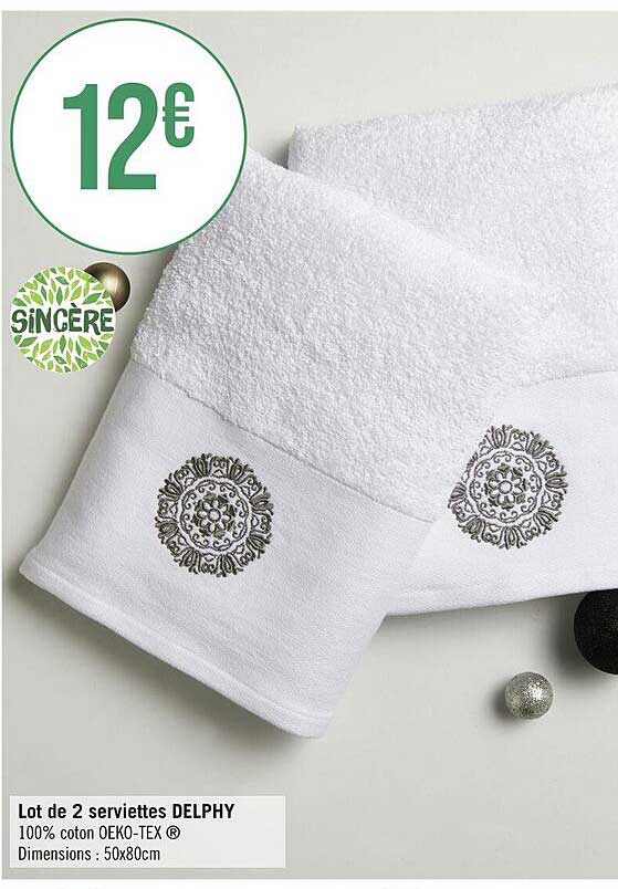 lot de 2 serviettes delphy sincère