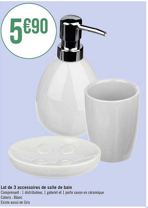 Lot De 3 Accessoires De Salle De Bain