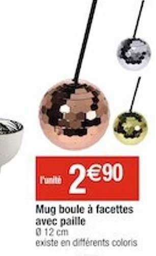 mug boule à facettes avec paille