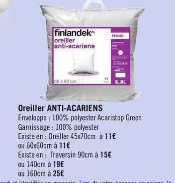 Oreiller Anti-acariens Finlandek