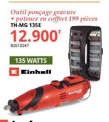 outil ponçage gravure + potence en coffret 199 pièces einhell
