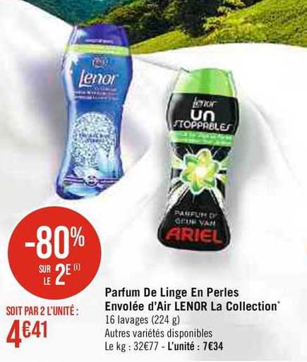 parfum de linge en perles envolée d'air lenor la collection