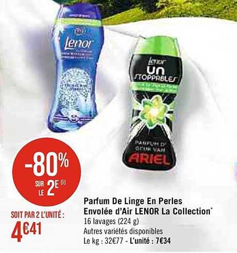parfum de linge en perles envolée d'air lenor la collection