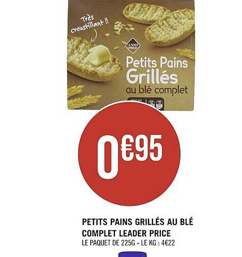 petits pains grillés au blé complet leader price