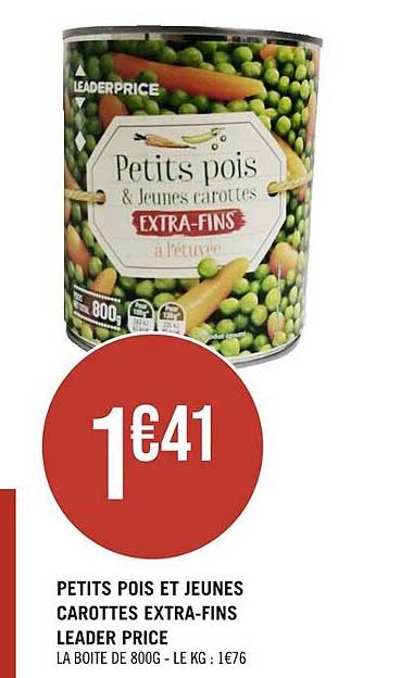 petits pois et jeunes carottes extra-fins leader price