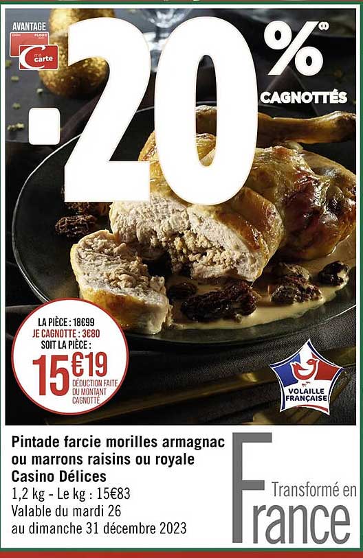 Pintade Farcie Morilles Armagnac Ou Marrons Raisins Ou Royale Casino Délices