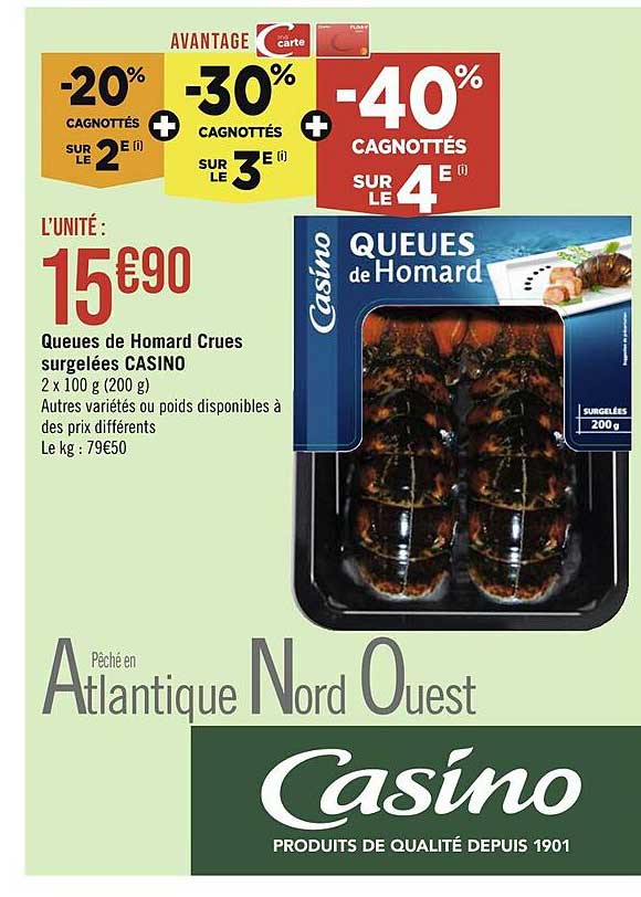 Queues De Homard Crues Surgelées Casino