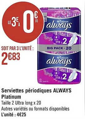 serviettes périodiques always platinum