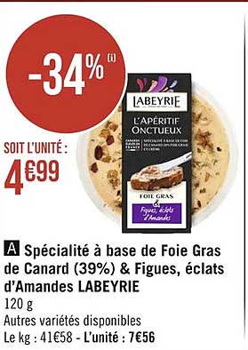 spécialité à base de foie gras de canard (39%) & figues, éclats d'amandes labeyrie