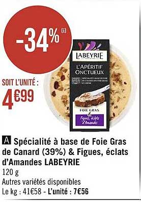 spécialité à base de foie gras de canard (39ù) & figues, éclats d'amandes labeyrie