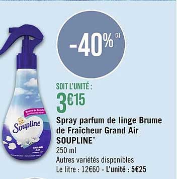 spray parfum de linge brume de fraîcheur grand air soupline