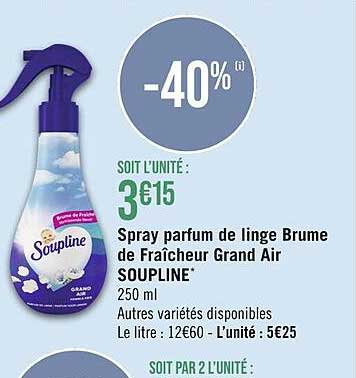 spray parfum de linge brume de fraîcheur grand air soupline