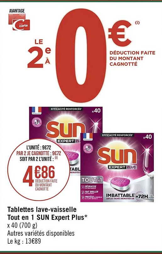 Tablettes Lave-vaisselle Tout En 1 Sun Expert Plus