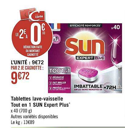 tablettes lave-vaisselle tout en 1 sun expert plus