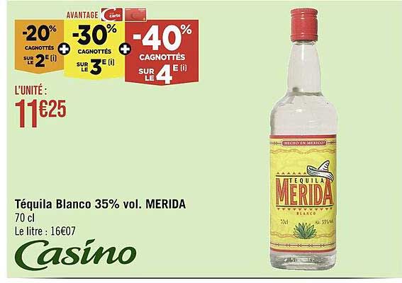 téquila blanco 35% vol. merida