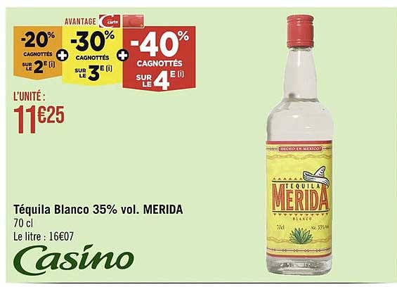 téquila blanco 35% vol. merida