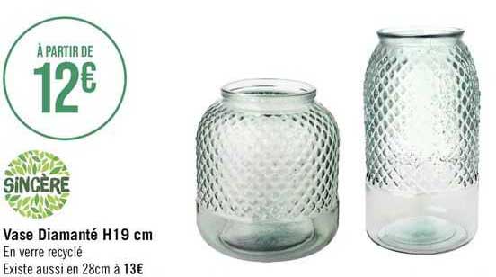 vase diamanté h19 cm sincère