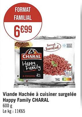 viande hachée à cuisiner surgelée happy family charal