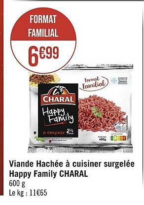 viande hachée à cuisiner surgelée happy family charal