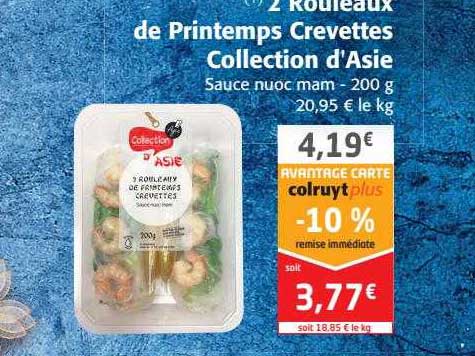 2 rouleaux de printemps crevettes collection d'asie