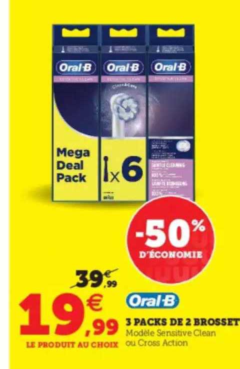 3 packs de 2 brosset oral-b