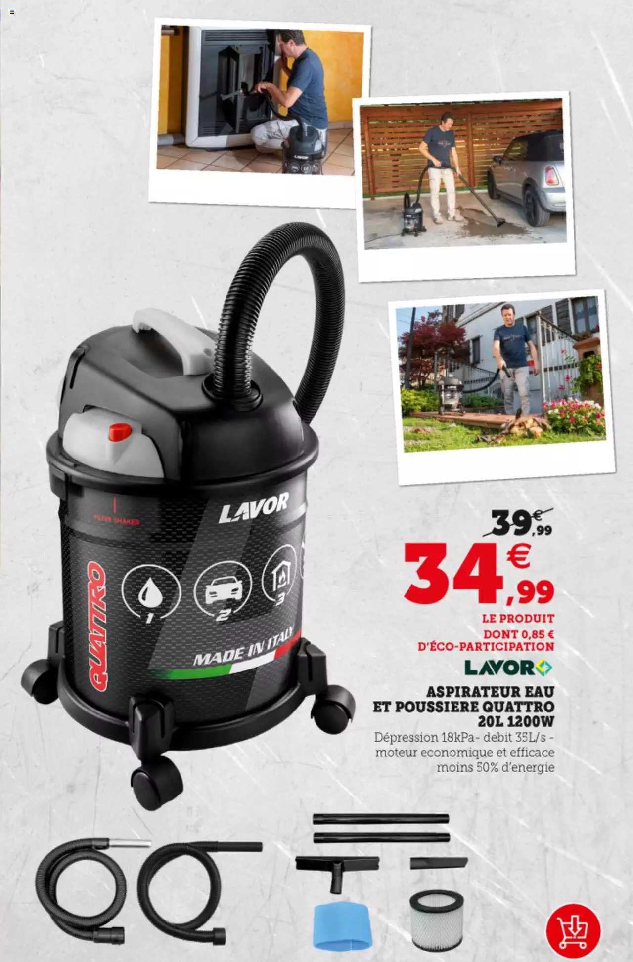 aspirateur eau et poussière quattro 20l 1200w