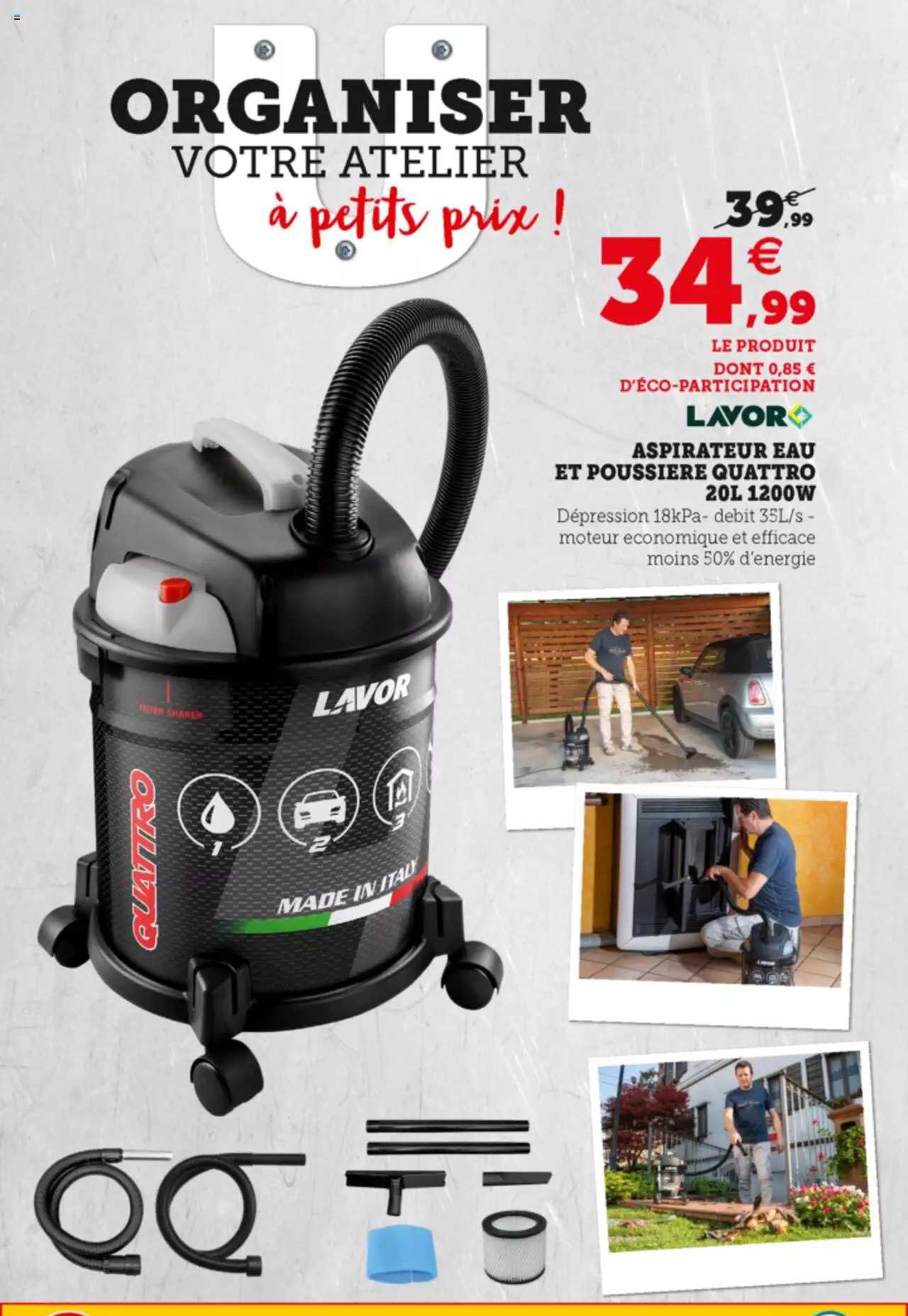 aspirateur eau et poussière quattro 20l 1200w lavor