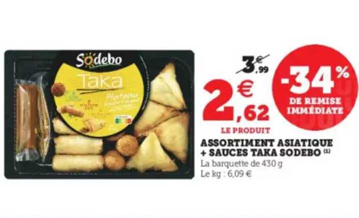 assortiment asiatique + sauces taka sodebo