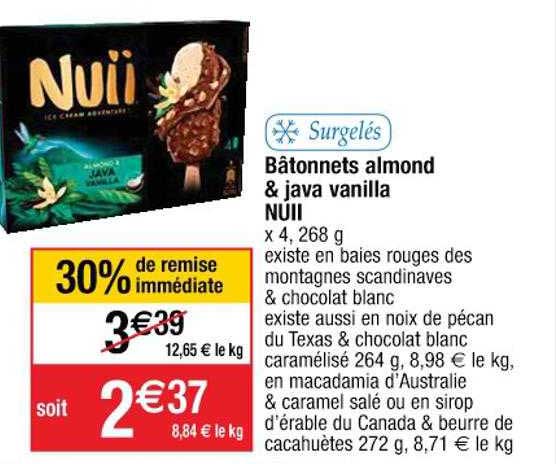 bâtonnets almond & java vanille nuii